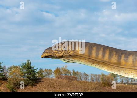 Dinosaurierpark in Krasiejów. Der größte Jurassic Park in Polen und sogar in Europa. Opole, Polen, 2018 Stockfoto