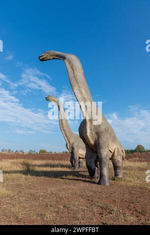Dinosaurierpark in Krasiejów. Der größte Jurassic Park in Polen und sogar in Europa. Opole, Polen, 2018 Stockfoto