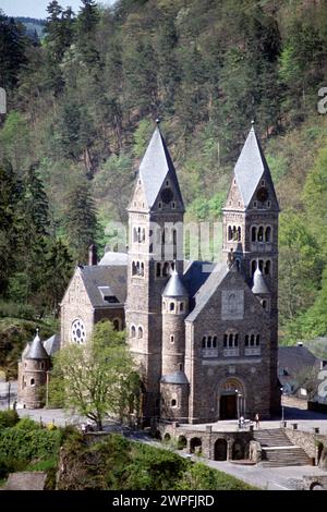 Pfarrkirche 1980, Clervaux, Luxemburg Stockfoto