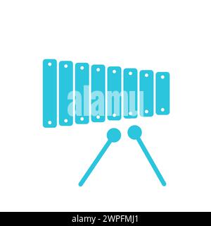 Xylophon-Symbol. Musikinstrument. Isoliert auf weißem Hintergrund. Stock Vektor