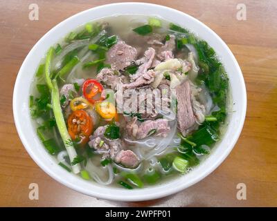 Beef Noodle ist das berühmte vietnamesische Essen. Phở bò Vietnam. 越南旅游, वियतनाम पर्यटन, 베트남 관광, ベトナム観光, ឌូលីច វៀតណាម Stockfoto