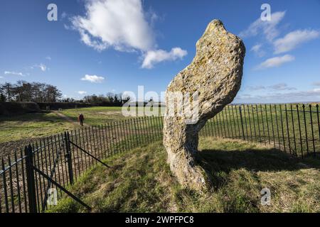 Der King Stone, Rollright Stones prähistorischer Steinkreis an der Grenze zwischen Oxfordshire und Warwickshire, England, Großbritannien Stockfoto