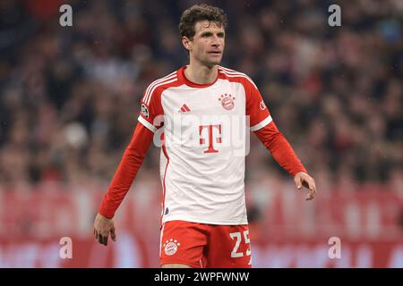 München, Deutschland. März 2024. Thomas Müller von Bayern München während des UEFA Champions League-Spiels in der Allianz Arena, München. Der Bildnachweis sollte lauten: Jonathan Moscrop/Sportimage Credit: Sportimage Ltd/Alamy Live News Stockfoto