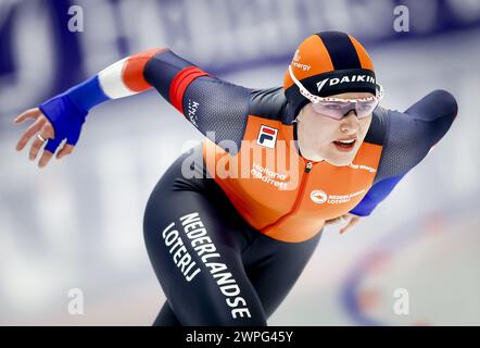 INZELL - Isabel Grevelt (NED) während der 500 Meter langen Damen bei der Weltmeisterschaft im Speed Skating in der Max Aicher Arena in Inzell. ANP VINCENT JANNINK Stockfoto