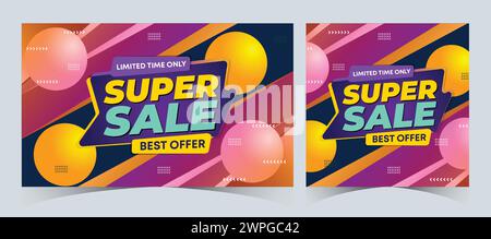 Set aus Supersell Webbanner-Vorlagen. Flash Big Sale Banner Vorlage Werbebeiträge. Webbanner für Rabattbanner für Sonderaktionen Stock Vektor