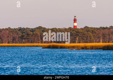 Assateague Leuchtturm, erbaut im Jahre 1867 auf Assateague Insel an der östlichen Küste von Virginia. Stockfoto