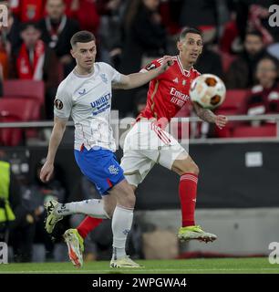 Lissabon, Portugal. März 2024. Lissabon, 07/03/2024 - Sport Lisboa e Benfica veranstaltete heute Abend im Estádio da Luz in Lissabon den Rangers Football Club Limited im 1. Legspiel der Achtelrunde der Europa League 2023/2024, Europa League 2023/24. Ángel Di María (Gerardo Santos/Global Imagens) Credit: Atlantico Press/Alamy Live News Stockfoto