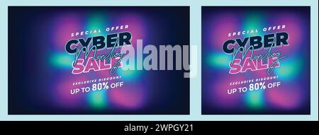 Online-Banner Für Sonderangebote Für Cyber Monday-Angebote. Cyber Monday Super Sale Post Im Neonstil. Business Promotion und Werbung saisonale Angebote Mega Big Sale Stock Vektor