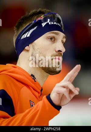 INZELL - Kjeld NUIs (NED) nach dem 1000-Meter-Sprint der Männer bei den Speed-Skating-Weltmeisterschaften in der Max Aicher Arena in Inzell, Deutschland. ANP VINCENT JANNINK Stockfoto