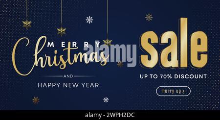 Weihnachtsrabatt-Aktion bietet ein saisonales Weihnachtsbanner. Modernes Weihnachtsbanner-Design. Winterferien Frohe Weihnachten Happy New Year Sonderangebot Stock Vektor