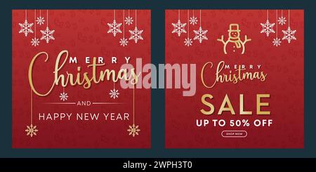 Weihnachtsrabatt-Aktion bietet ein saisonales Weihnachtsbanner. Modernes Weihnachtsbanner-Design. Winterferien Frohe Weihnachten Happy New Year Sonderangebot Stock Vektor
