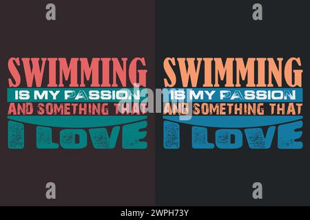 Schwimmhemd, Schwimmgeschenk, Schwimm-T-Shirt, Schwimm-Geschenk, Schwimm-Team-Shirts, schwimmendes Mom Shirt, Geschenk für Schwimmer, Schwimmhemd für Damen Stock Vektor