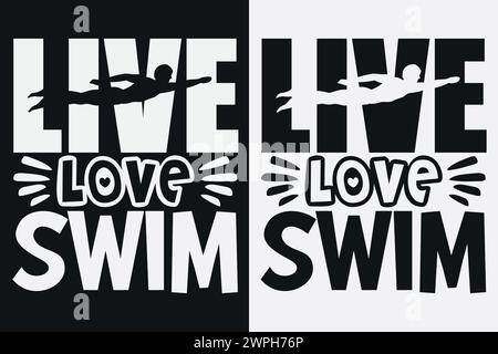 Schwimmhemd, Schwimmgeschenk, Schwimm-T-Shirt, Schwimm-Geschenk, Schwimm-Team-Shirts, schwimmendes Mom Shirt, Geschenk für Schwimmer, Schwimmhemd für Damen Stock Vektor