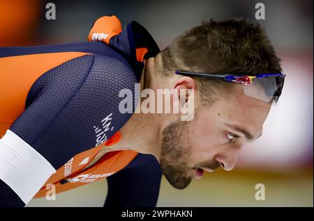 INZELL - Kjeld NUIs (NED) nach dem 1000-Meter-Sprint der Männer bei den Speed-Skating-Weltmeisterschaften in der Max Aicher Arena in Inzell, Deutschland. ANP VINCENT JANNINK Stockfoto