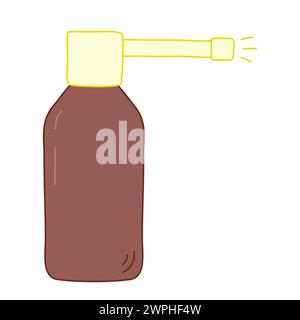 Halsschmerzen Sprühflasche, Erkältung und Grippe Medikament Element, Vektor Illustration Stock Vektor