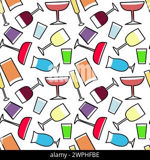 Nahtloses Muster mit verschiedenen Arten von Cocktails Vektor-Illustration Stock Vektor