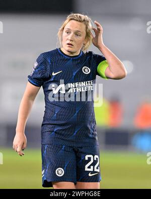 Manchester, Großbritannien. März 2024. Erin Cuthbert von Chelsea Women, während des Halbfinalspiels Manchester City Women gegen Chelsea FC Women im Joie Stadium, Manchester, Vereinigtes Königreich, 7. März 2024 (Foto: Cody Froggatt/News Images) in Manchester, Vereinigtes Königreich am 7. März 2024. (Foto: Cody Froggatt/News Images/SIPA USA) Credit: SIPA USA/Alamy Live News Stockfoto