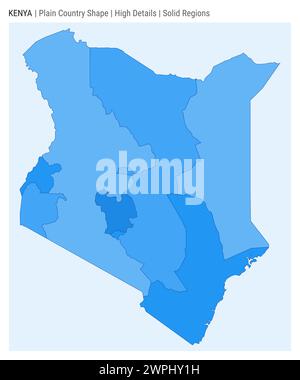 Kenianische Landkarte. Hohe Details. Stil für Volumenkörperbereiche. Die Form Kenias. Vektorabbildung. Stock Vektor