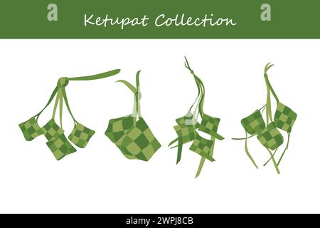 Set Ketupat in flachem Design. Vektorabbildung. Stock Vektor