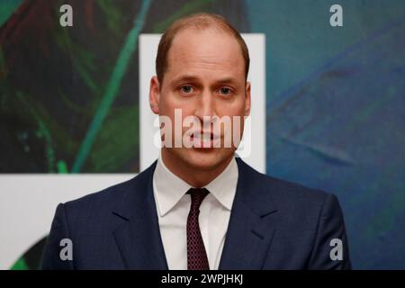 Aktenfoto vom 03/20 des Herzogs von Cambridge, der während eines Empfangs sprach, der von Tanaiste Simon Coveney im Zentrum von Dublin anlässlich ihres dreitägigen Besuchs in der Republik Irland veranstaltet wurde. Der Prince of Wales wird das Oval Cricket Ground besuchen, um den neuen Vertrag eines Earthshot-Preisträgers zu feiern, der nachhaltige Verpackungen für Sportstätten liefert. Ausgabedatum: Freitag, 8. März 2024. Stockfoto