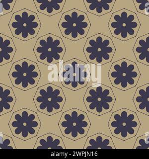 Abstrakte nahtlose Gold- und graue Fliesen. Nahtloser Hintergrund im Art déco-Stil. Moderne geometrische Textur und sich wiederholendes Muster Stockfoto