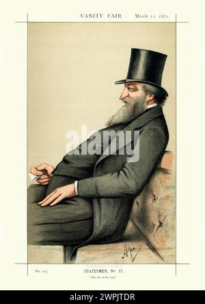 Viktorianische Karikatur von George Ward Hunt, einem Politiker und Staatsmann der britischen Konservativen Partei, Finanzminister und First Lord of the ADM Stockfoto