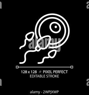 Weißes lineares Symbol zur Befruchtung für dunkles Thema Stock Vektor