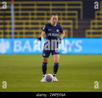 Manchester, Großbritannien. März 2024. Manchester, England, 7. März 2024 Jelena Cankovic (28 Chelsea) war beim FA Womens Continental Cup Spiel zwischen Manchester City und Chelsea im Joie Stadium in Manchester, England. (Beast/SPP) Credit: SPP Sport Press Photo. /Alamy Live News Stockfoto