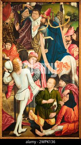 'Ritter und Soldaten spielen Würfel für Christi Robe', 1477-1478, Derick Baegert, Thyssen Bornemisza Museum, Madrid, Spanien , Europa Stockfoto