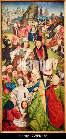 "Saint Veronica und eine Gruppe von Rittern", 1477-1478, Derick Baegert, Thyssen Bornemisza Museum, Madrid, Spanien , Europa Stockfoto