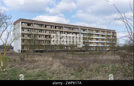 Leerer, verlassener Wohnblock in Stendal, Sachsen-Anhalt, Deutschland Stockfoto