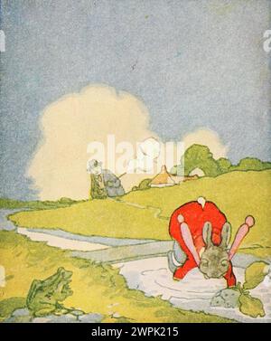 Peter Rabbit und seine Mutter von Louise A Field, illustriert von Virginia Albert; basierend auf Beatrix Potter-Charakteren läuft Peter Rabbit wegen der strengen Regeln seiner Mutter weg, kommt aber nicht sehr weit, weil er im Kreis reist. Stockfoto