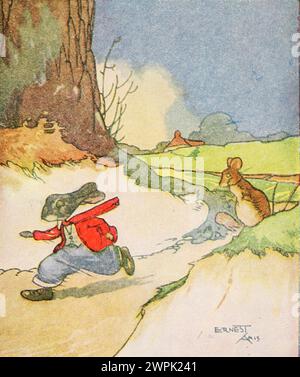 Peter Rabbit und seine Mutter von Louise A Field, illustriert von Virginia Albert; basierend auf Beatrix Potter-Charakteren läuft Peter Rabbit wegen der strengen Regeln seiner Mutter weg, kommt aber nicht sehr weit, weil er im Kreis reist. Stockfoto