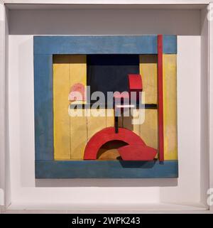 "Merz 1925, 1. Relief in Blue Square', 1925, Kurt Schwitters (1887-1948), Thyssen Bornemisza Museum, Madrid, Spanien, Europa Stockfoto