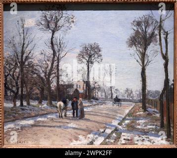 Camille Pissarro, (1830-1903), Route de Versailles, Louveciennes, Wintersonne und Schnee, 1870 Stockfoto