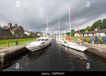 Großbritannien, Schottland, das kaledonische Kanalschleusensystem in Fort Augustus. Stockfoto