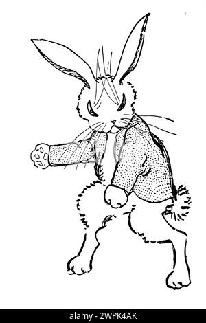 Peter Rabbit und seine Mutter von Louise A Field, illustriert von Virginia Albert; basierend auf Beatrix Potter-Charakteren läuft Peter Rabbit wegen der strengen Regeln seiner Mutter weg, kommt aber nicht sehr weit, weil er im Kreis reist. Stockfoto