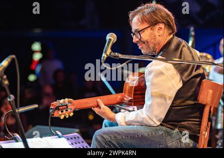 12. Mai 2023: Al Di Meola spielt ein Konzert in Mailand Stockfoto