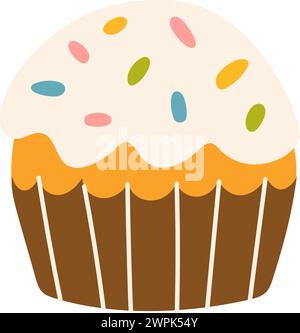 Süßer Boho Cupcake im kindlichen Stil. Süßes Dessert für Kinder Karten, Babydusche, Einladung, Poster. Abbildung des Vektormaterials Stock Vektor