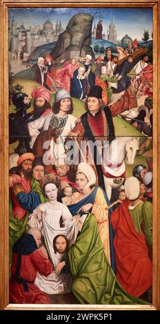 Derick Baegert (Wesel (?), Hacia 1440-Wesel, Hacia 1515), Christus mit dem Kreuz, Heilige Veronika und eine Rittergruppe, 1477-1478 Stockfoto