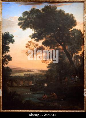 Claudio de Lorena (Chamagne, 1604/1605-Roma, 1682), Pastoral Landscape with the Flight into Egypt, 1663 Stockfoto