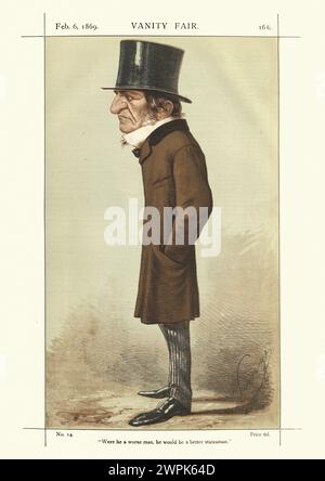 Vintage-Stich von William Ewart Gladstone. Wäre er ein schlechter Mann, wäre er ein besserer Staatsmann. Ab Vanity Fair 30. Januar 1869. Chromolithograp Stockfoto