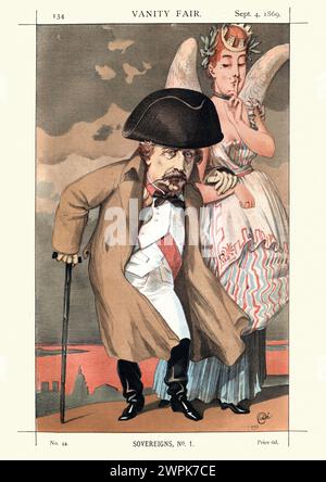 Vintage-Stich des französischen Kaisers Napoleon III Le Regime parlementaire. Von Vanity Fair1869. Chromolithographie. Der erste gewählte Präsident von FR Stockfoto