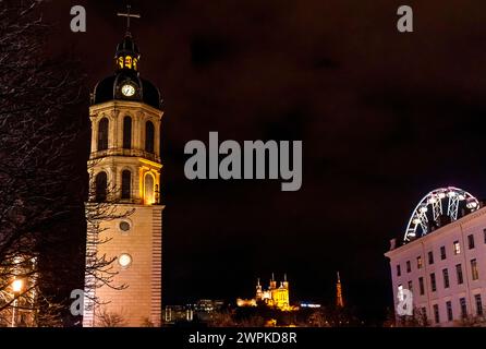 Tower Old Charity Hospital Place Bellecoeur Nacht Stadtbild Lyon Stockfoto