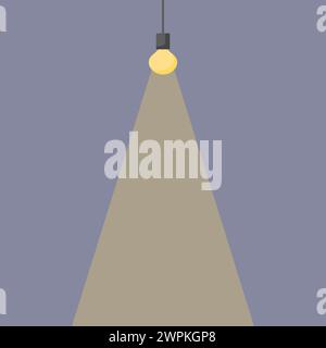 Licht vom Lampensymbol. Glühlampe der Glühlampe. Glühbirne hängt vom Deckenvektor. Raumbeleuchtungskonzept. Stock Vektor