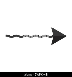 Cursor mit schwarzem Pfeil, welliger Pfeil mit Silhouette, Vektorelement auf weiß isoliert Stock Vektor