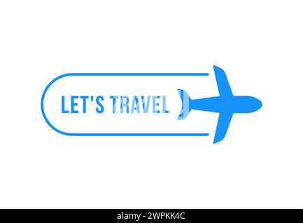 Blaues Flugzeug wie einfach, lässt reisen Symbol Stock Vektor