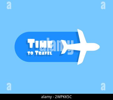 Blaues Reisezeitfenster mit Flugzeug Stock Vektor