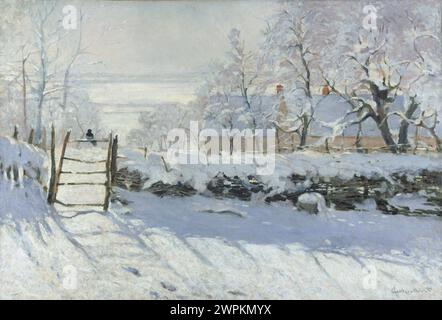 Die Magpie (französisch: La Pie) ist ein Landschaftsgemälde des französischen Impressionisten Claude Monet, das im Winter 1868–1869 in der Nähe der Gemeinde Etretat in der Normandie entstand. Stockfoto