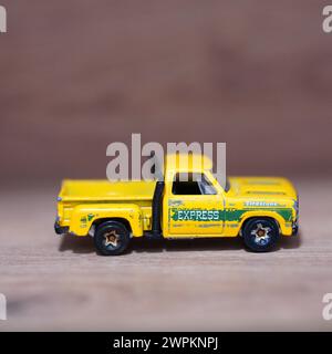 Eine Nahaufnahme eines Mattel Hot Wheels Modellautos Stockfoto